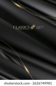 Elegant Black Satin with Golden Accents.