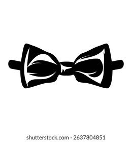 Elegant Black Satin Men's Bow Tie vintage classic retro silhouette icon vector illustration design on white background