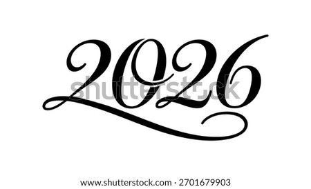 Elegant black script 2026 year number new year calligraphy