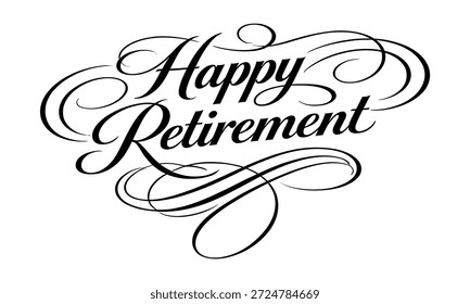 Elegant black script lettering "Cheers to a new chapter of life" for retirement celebration designs and greeting cards