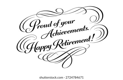 Elegant black script lettering "Cheers to a new chapter of life" for retirement celebration designs and greeting cards