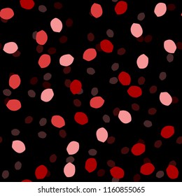 Elegant black seamless pattern with chaotic sparks in different shades of red and pink. Dark contrasting repeat backdrop using for cards, wallpapers, scrapbooking, print, gift wrap, manufacturing etc.