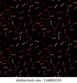 Elegant black seamless pattern with chaotic sparks in different shades of red and pink. Dark contrasting repeat backdrop using for cards, wallpapers, scrapbooking, print, gift wrap, manufacturing etc.