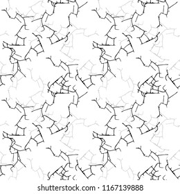 Elegant black seamless pattern with chaotic cracks in black, grey and white colors. Light contrasting repeat backdrop using for cards, wallpapers, scrapbooking, print, gift wrap, manufacturing etc.