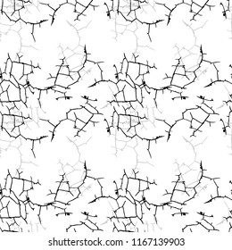 Elegant black seamless pattern with chaotic cracks in black, grey and white colors. Light contrasting repeat backdrop using for cards, wallpapers, scrapbooking, print, gift wrap, manufacturing etc.