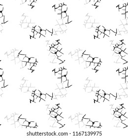 Elegant black seamless pattern with chaotic cracks in black, grey and white colors. Light contrasting repeat backdrop using for cards, wallpapers, scrapbooking, print, gift wrap, manufacturing etc.