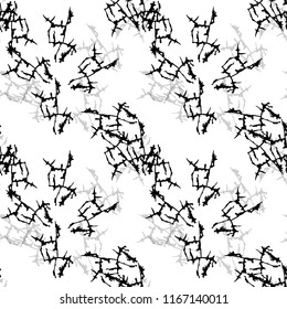 Elegant black seamless pattern with chaotic cracks in black, grey and white colors. Light contrasting repeat backdrop using for cards, wallpapers, scrapbooking, print, gift wrap, manufacturing etc.