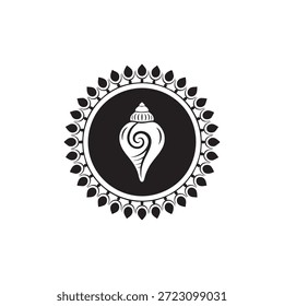 Elegante ícono de concha negra en Ilustración vectorial de mandala, perfecto para diseños de playa, obras de arte con temática oceánica, gráficos de spa o bienestar, patrones decorativos y proyectos náuticos o tropicales.