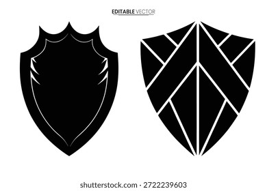 Ilustrações de vetor de escudo preto elegante apresentando diversas formas ideais para vários projetos de design.