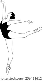 Elegant Black Silhouette of a Ballerina in Mid-Dance