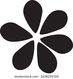 Elegant black silhouette of a blooming flower with delicate petals and leaves