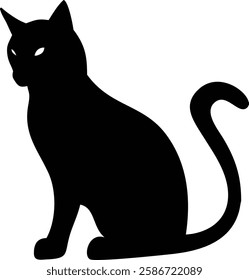 Elegant Black Silhouette Cat Illustration - Minimalist Feline Design.