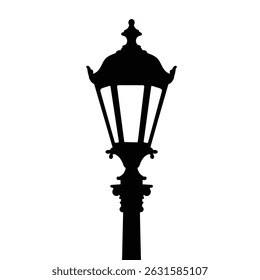 Elegant black silhouette classic street lamp post