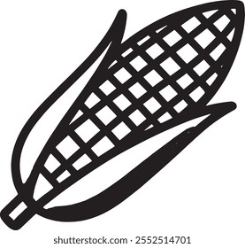 Elegant Black Silhouette Corn Vector on a White Background for Digital Illustrations