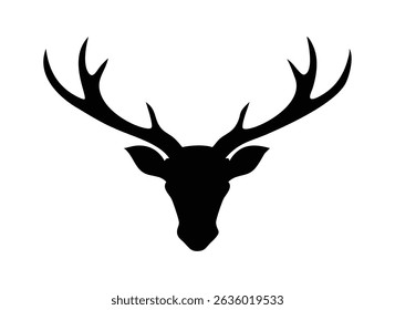 Elegant Black Silhouette of a Deer Head with Antlers