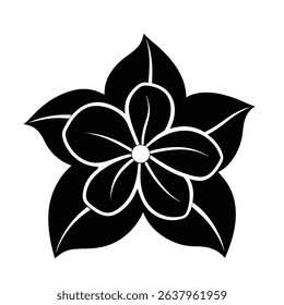 Elegant Black Silhouette of a Flower Vector Icon Graphic for Design Projects	