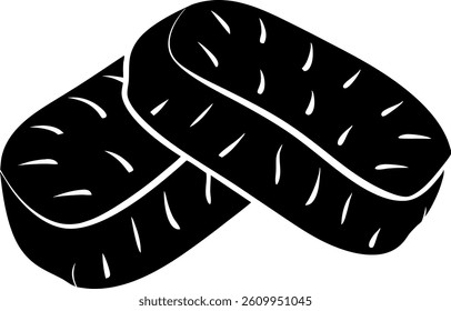 Elegant black silhouette of Hash Browns vector art illustration.