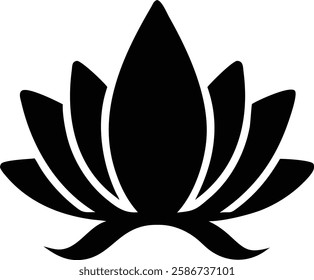 Elegant Black Silhouette Lotus Flower - Minimalist Floral Design.