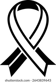 Elegant black silhouette of mental health awareness ribbon design with transparency