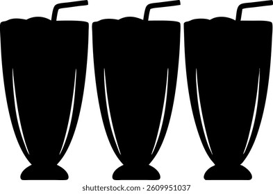 Elegant black silhouette of Milkshake vector art illustration.
