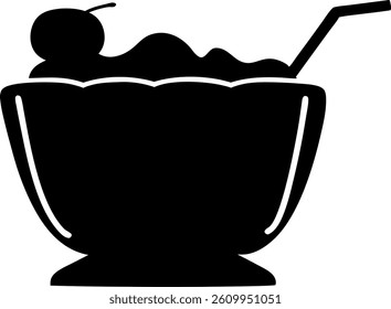 Elegant black silhouette of Milkshake vector art illustration.