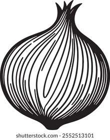 Elegant Black Silhouette Onion Vector on a White Background for Digital Illustrations