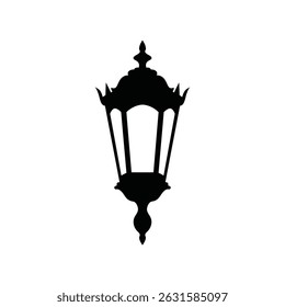 Elegant black silhouette ornate street lamp design