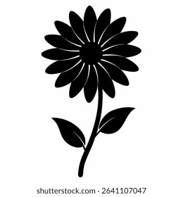 Elegant black silhouette of an osteospermum daisy flower. A simple, yet sophisticated floral design element, perfect for various creative projects.