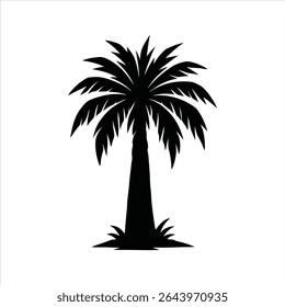  Elegant Black Silhouette of a Palm Tree Tropical Icon for Design Projects