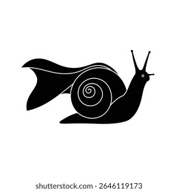 Elegant black silhouette snail design illustration.