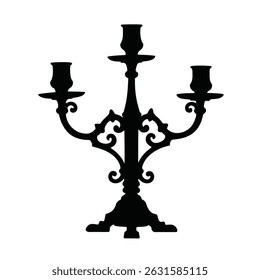 Elegant black silhouette three candle candelabra