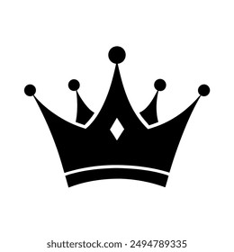 Elegant black silhouette vector illustration of a crown icon, perfect for adding a touch of royalty and sophistication to your designs. Ideal for logos, emblems, and decorative elements