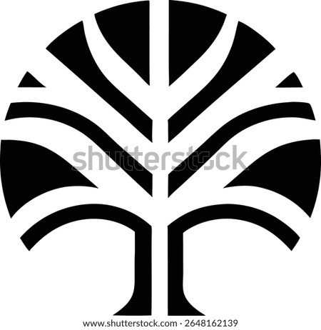 Elegant black silhouette of a willow tree with flowing branches