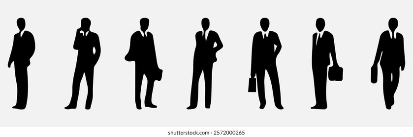 Elegant Black Silhouettes of Business Man and Woman in Harmony for Minimalist Designs