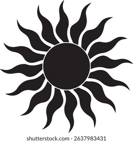 Elegant black sun silhouette vector illustration suitable for designs and creative projects