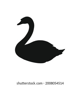 Elegant black swan pattern in silhouette style for decoration and laser cutting. Vector illustration.