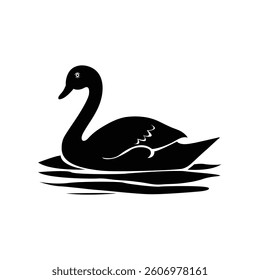 Elegant Black Swan Silhouette on Water