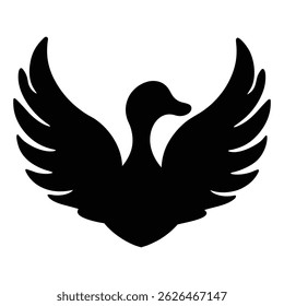 Vetor de silhueta de cisne preto elegante no fundo branco