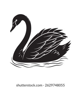 Silhueta de natação elegante do cisne preto