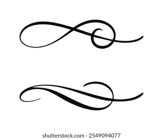 Elegante preto swashes no fundo branco. Perfeito para convites de casamento ou qualquer design que precise de um toque de classe.