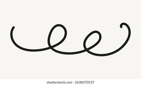 Elegant black swirl line on white background. Swirl design, simple and artistic. Swirl pattern adds a decorative touch. Perfect for creative projects and designs. Cute doodle vector.