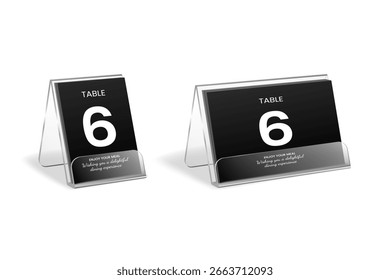 elegant black table number 6 restaurant sign mockup
