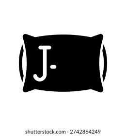 Elegant black throw pillow featuring a sleek white J initial, perfect for home decor, branding, or personalized gifts with a modern aesthetic.