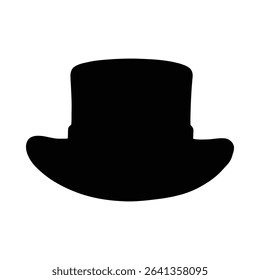 Elegant black top hat silhouette with a blue ribbon, classic fashion accessory.