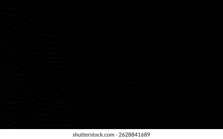 Textura de mapa topográfico preto elegante: Design minimalista moderno para fundos sofisticados e projetos criativos com linhas de contorno suaves e curvas
