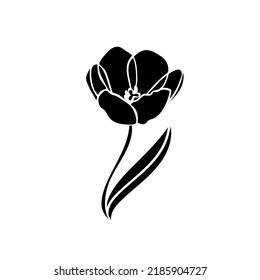 An elegant black tulip icon, a hand-drawn flower logo