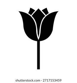 Elegant black tulip icon on white background for design