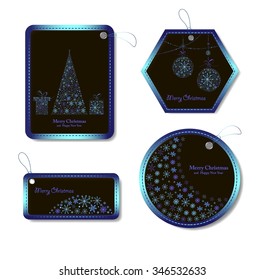  Elegant black vector background illustration with glowing, sparkling stars and Christmas Balls