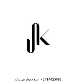  Elegant black vector monogram logo of stylized letters j and k, clean typographic design with graceful curves