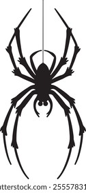 Elegant Black Vector Silhouette Design of Spiders for Creative Projects and Decorations